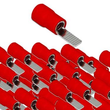 Imagem de KIT 50 TERMINAIS PRE ISOLADO PINO CHATO 10MM VERMELHO