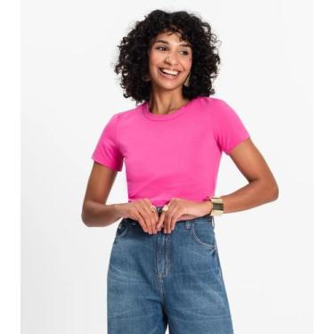 Imagem de Blusa Básica Feminina Cotton Leve Rovitex Rosa, M, Rosa