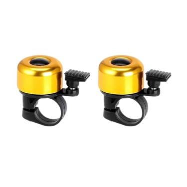 Imagem de 1~3 pçs sino da bicicleta liga de alumínio mtb chifre anel segurança som alarme guiador ciclismo aviso alarme crianças acessórios da bicicleta(Gold 2pcs)