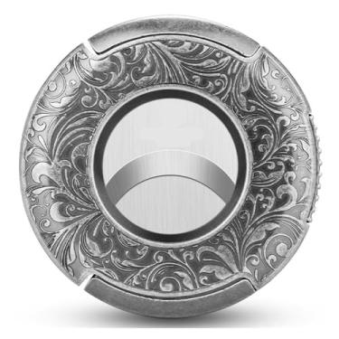 Imagem de JDIME Cortador de charutos retrô de aço inoxidável portátil grande diâmetro boca plana afiada e lisa embalagem caixa de presente (C)