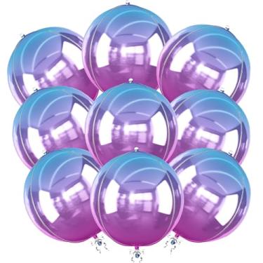 Imagem de Balões redondos roxos gradientes 4D, 9 peças de balões de bola transparente 4D de 55,88 cm para lembrancinhas de festa de aniversário, formatura, casamento, aniversário, véspera de ano novo, discoteca