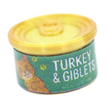 Imagem de predolo Miniatura de gato em escala 1/12 com lata de comida, acessório para casa de bonecas, decoração para cenários de casas de bonecas e maquetes, Dourado