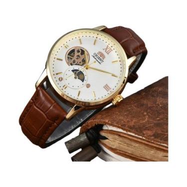 Imagem de Relógio Mecânico Automático Unissex Orient Com Pulseira De Couro, Resi