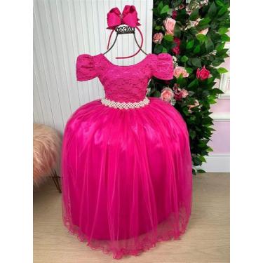 Imagem de Vestido Longo Rosa Rendado Enjoy Laura - Confeccionado em Tecido Misto