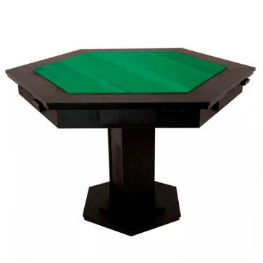 Imagem de Mesa De Carteado Sextavada c/ 2 Gavetas e 6 Porta Copos-Unissex