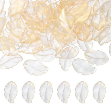 Imagem de PATIKIL Contas de folha de vidro, 100 peças de pingentes fofos de folha de cristal, contas espaçadoras tchecas translúcidas para fazer joias faça você mesmo, pulseiras, colar, sinos de vento