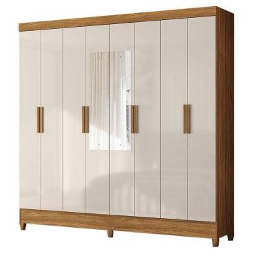 Imagem de Guarda Roupa Casal Marajó 8 Portas Freijó Off White Com Espelho - Moval