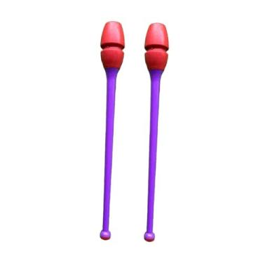 Imagem de Aymzbd 2 Maças de Ginástica Rítmica, 45,5 Cm (17,91 Polegadas), Conectáveis, Equipamento de Treino Profissional para Competições de Dança de Palco, Cabeça Vermelha