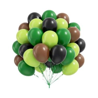 Imagem de Balões Verdes E Marrons De 10 Polegadas 60 Peças Tema De Videogame Na 