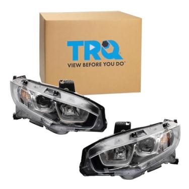 Imagem de TRQ Conjunto de montagem de faróis do lado do motorista e do passageiro, lado do motorista e do passageiro, compatível com Honda Civic HO2502173 HO2503173 2016-2020