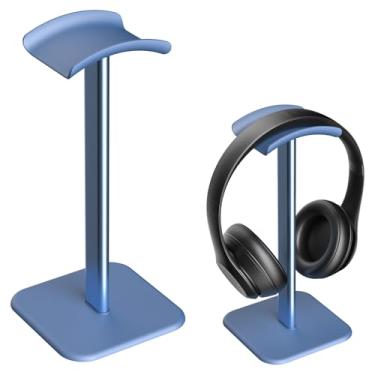 Imagem de Ahonnpely Suporte de fone de ouvido para mesa – suporte de fone de ouvido com gancho de alumínio, suporte de fone de ouvido para AirPods Max, Sony, Bose, Beats e mais (azul)