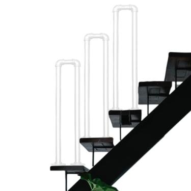 Imagem de AkosOL Corrimãos para corrimãos de escada 1 degrau para ambientes internos e externos trilhos de ferro forjado tipo U corrimãos de metal de transição para escadas, terraço interno, corredor, jardim