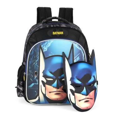 Imagem de Mochila Grande Costas Batman C/ Máscara Reforçada Preto