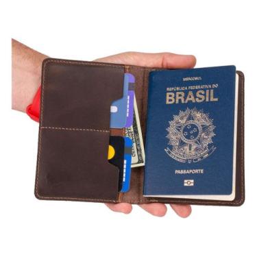 Imagem de Porta Passaporte Documentos Cartões Cédulas Couro Bovino - Ello Griff,