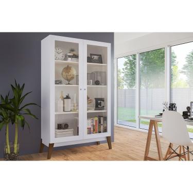 Imagem de Cristaleira Sala Jantar Jamaica c/ 2 Portas c/ Vidro Branco - Genialflex