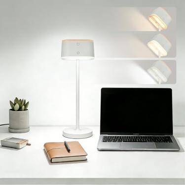Imagem de C4LIF Pacote com 2 lâmpadas sem fio recarregáveis de dois tons – luminária de mesa portátil branca, recarregável por USB-C, controle de toque, 3 temperaturas de cor, regulação contínua para quarto ou