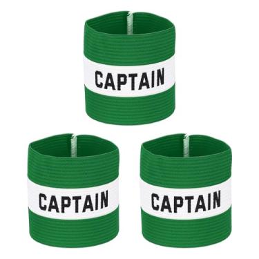 Imagem de YELARXI Braçadeira Capitão, Braçadeira de Capitão de Futebol Elásticas Ajustáveis Braçadeiras Líder Equipe Esportiva Banda de Jogador de Rugby 13 x 8,6 cm e Verde/Branco e 3 peças Adequado para