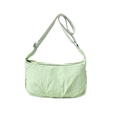 Imagem de CHENXIAOHONG Bolsa transversal feminina de nylon, bolsa de ombro feminina leve e impermeável, bolsa média casual para uso diário(Luz verde)