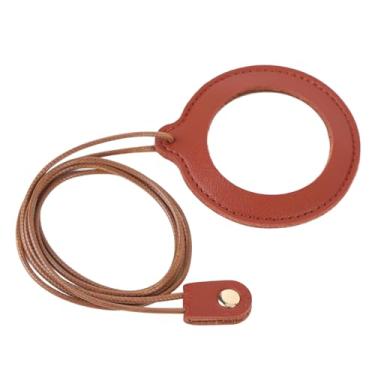 Imagem de Semme Lupa para Uso No Pescoço, Ampliação 3X Ajustável, Mãos Livres, Leve, Portátil, para Leitura, Reparo, Fabricação de Joias e Artesanato, Resina, Couro PU, 7,2 Cm de Diâmetro (Vermelho Marrom)