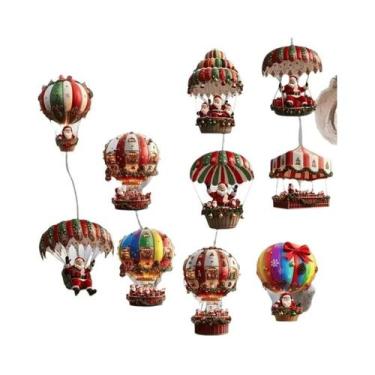 Imagem de Enfeites De Natal 2D Papai Noel Com Paraquedas Para Árvore De Natal De