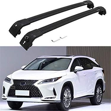 Imagem de YiXi-Partswell 2 peças de rack de teto com trava, barras transversais, bagageiro de alumínio, adequado para Lexus RX RX350 RX270 RX300 RX450 RX450H 2016-2021 - Preto