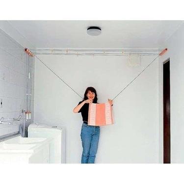 Imagem de Varal De Teto Prático Secamais 25m De Corda (Branco)
