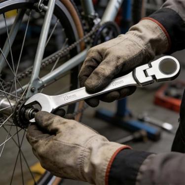 Imagem de Conjunto de chave catraca reversível com cabeça giratória - Ferramenta manual de liberação rápida de dupla direção para reparo mecânico rápido