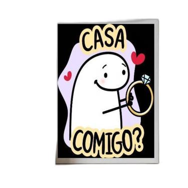 Imagem de Quadro Pedido Casamento Casa Comigo 45X34Cm - Com Vidro