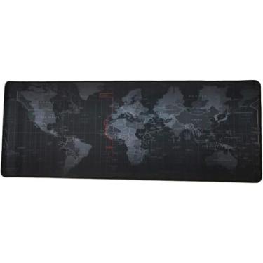 Imagem de Mouse Pad Gamer Extra Grande Map Mundi De Microfibra Antiaderente Superficie Lisa Para Teclado E Mouse Flexível Preto LINHA PREMIUM