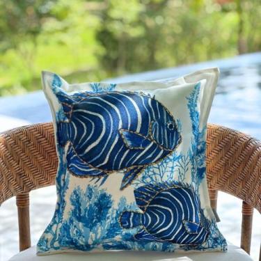 Imagem de Capa Almofada Impermeável Área Externa Peixe Azul 45x45 - AMOFADAS