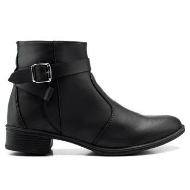 Imagem de Bota Feminina Salto Baixo Cano Curto Zíper Lateral Casual Confortável Dia A Dia Resistente-Feminino