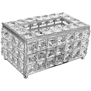 Imagem de Capa para caixa de lenços, organizador de lenços faciais de cristal retangular, capa organizadora de guardanapos, estojo decorativo para banheiro, sala de escritório (prata)