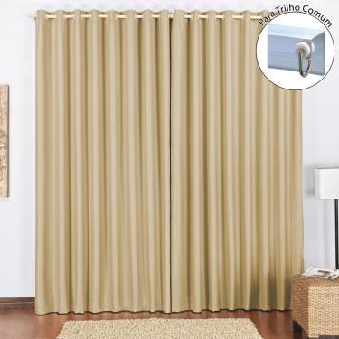 Imagem de Cortina Tecido Blackout 4,00m x 2,80m Avelã Para Trilho Comum Sala Quarto Blecaute Corta Luz