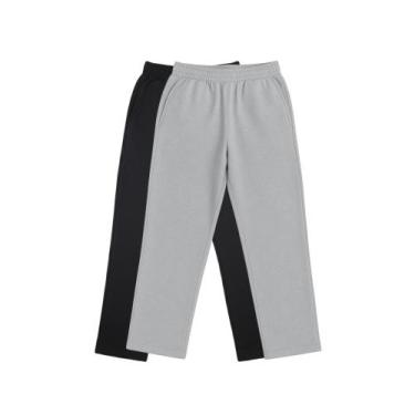 Imagem de Kit 2 Calças de Moletom Unissex Cinza e Preto com Bolsos P ao GG - ZZ,