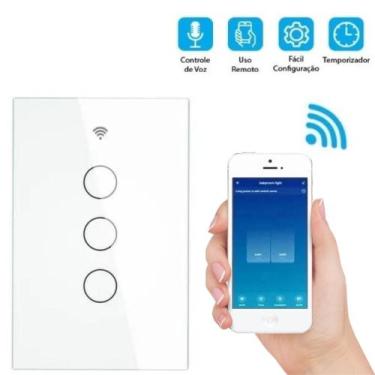 Imagem de Interruptor Casa Inteligente Wifi 3 Botões Touch Led Alexa Smart File 