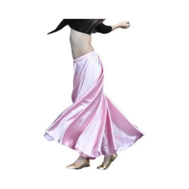 Imagem de Saia Longa De Dança Do Ventre Espanhola Em Cetim Brilhante Com 14 Core
