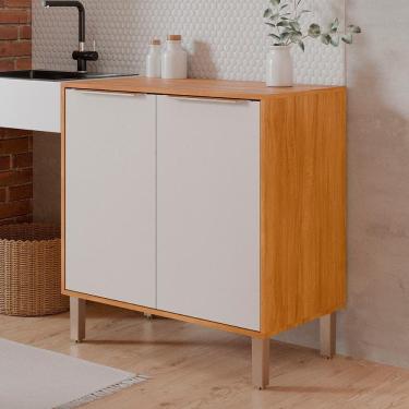 Imagem de Balcão Divina 80 Cm Para Cozinha Com 2 Portas Cinamomo/branco