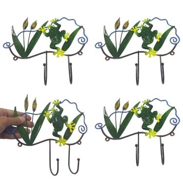 Imagem de Gancho Ferro Sapo Kit 4 Uni Decoraçao Enfeite Parede Chaves Bone Quarto Sala Casa Multiuso