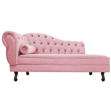 Imagem de Diva Recamier Diana 185cm Lado Direito Suede Rosa Bebê