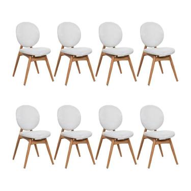 Imagem de Kit 8 Cadeiras De Jantar Lotus Estrutura Aço Carbono Laminado Natural Com Estofado Linho Cru