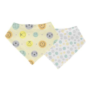 Imagem de Kit Babador Bandana Bebê Com 2 Pçs Animais Neutro Papi