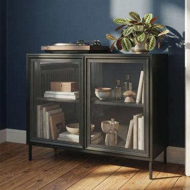 Imagem de Balcão Buffet Refresh 2 Portas 1 Prateleira com Vidro Preto - Brv