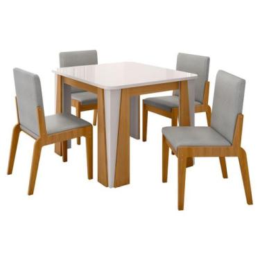 Imagem de Kit Mesa de Jantar Opera com 4 Cadeiras Sinfonia em Linho - Loja DoceL
