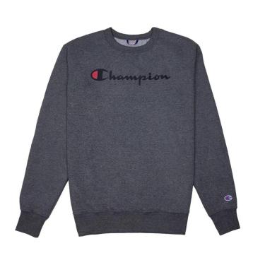 Imagem de Moletom Champion Felpado Gola Careca Logo Script Cinza-Masculino