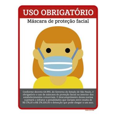 Imagem de Kit 3 Placas Uso Obrigatório Proteção Facial Poster