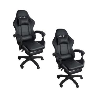 Imagem de Kit 2 Cadeiras Gamer Stillus Ergonômica Com Apoio Para Os Pés Preto