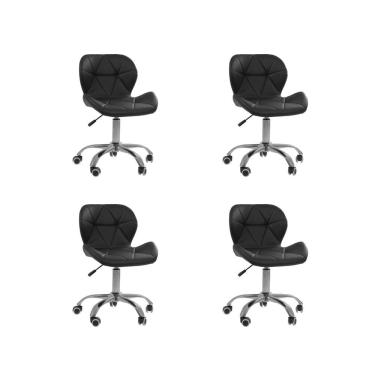 Imagem de Kit 4 Cadeiras Office Eiffel Slim Ajustável Oficial Preta