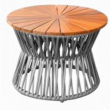 Imagem de Mesa de Centro Corda Náutica Tampo Madeira Monza em Alumínio Trama Ori