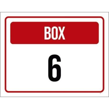 Imagem de Kit 3 Placas Sinalização - Box 6 Vermelha Setor - Sinalizo