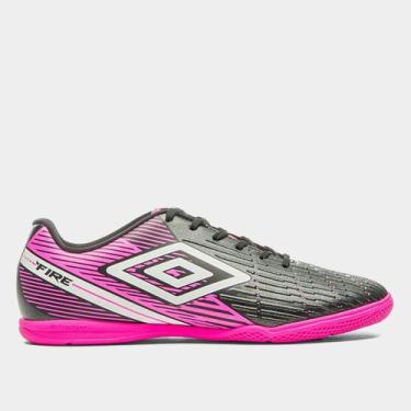 Imagem de Chuteira Futsal Umbro Fire Unissex, Preto, Rosa, 44